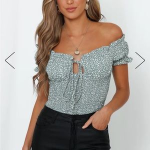 Hello Molly I Think We’re Alone Now body suit in sage green